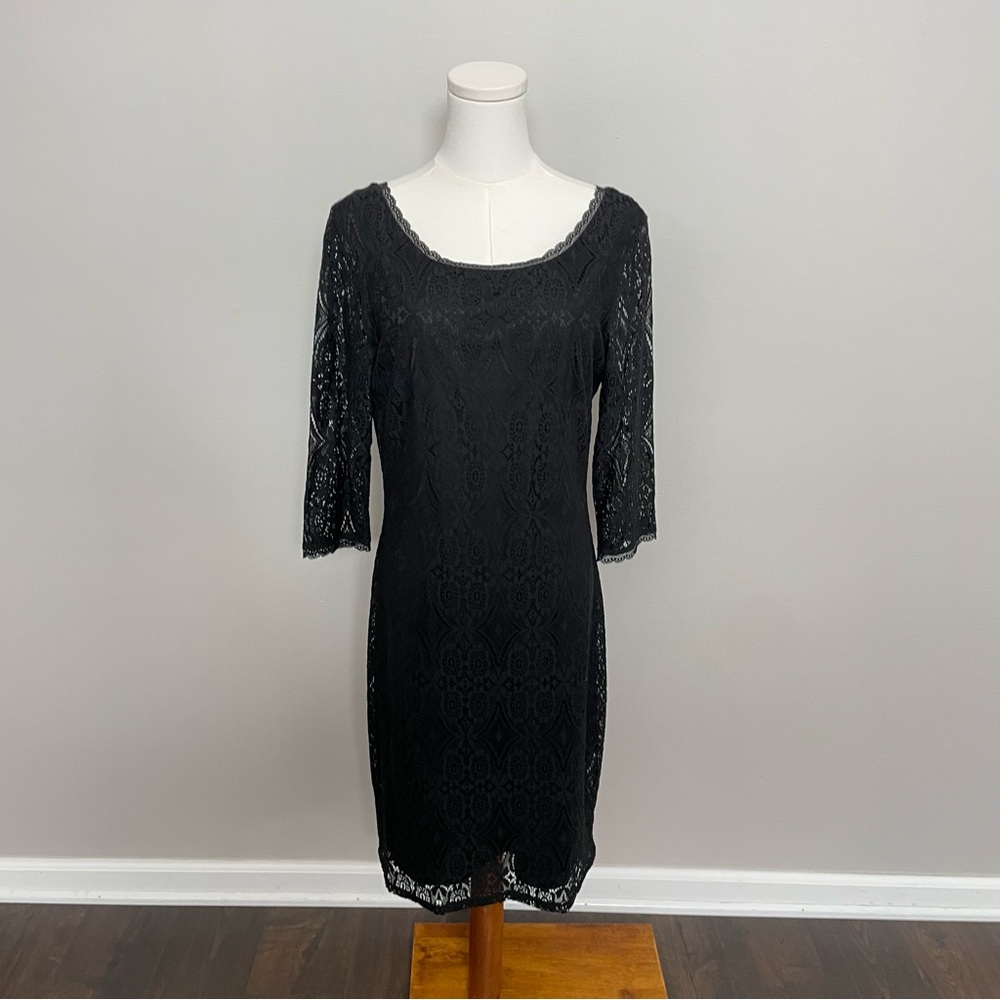 Laundry By Shelli Segal Dress Sheath Lace Cocktail Party Cruise Little Black